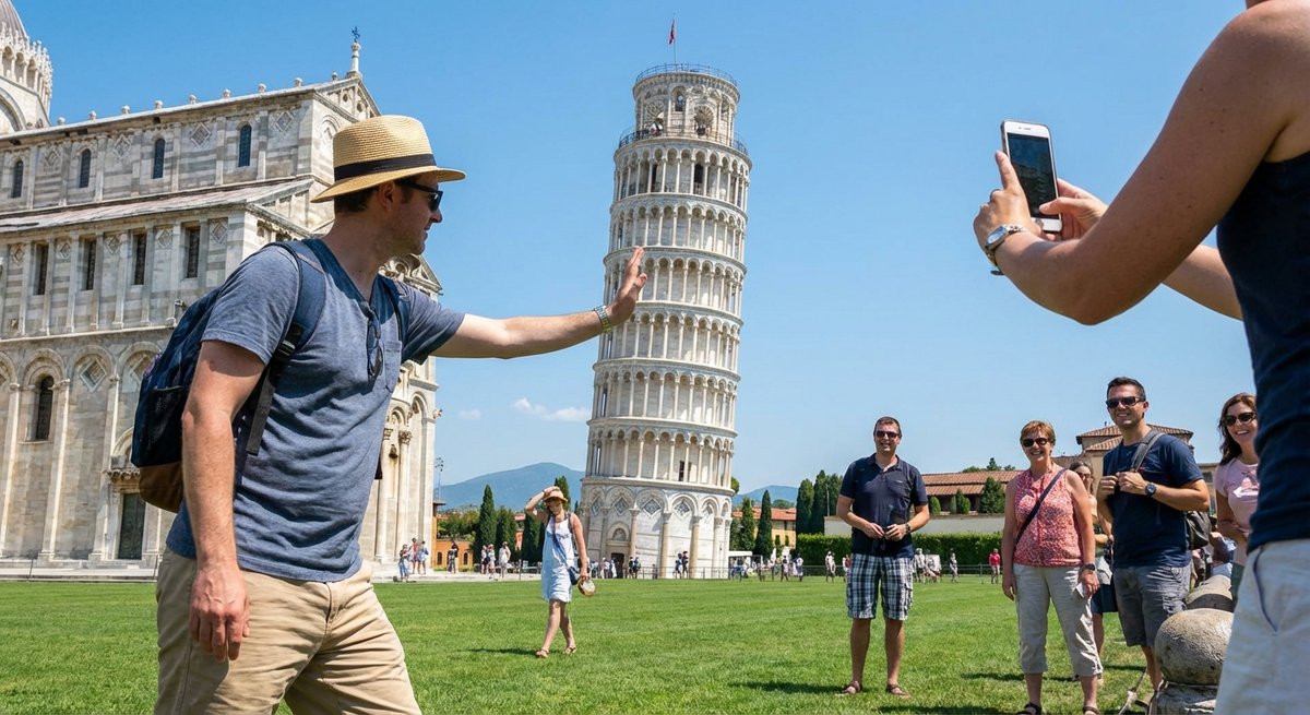 Lustige Bilder am Pisa Turm